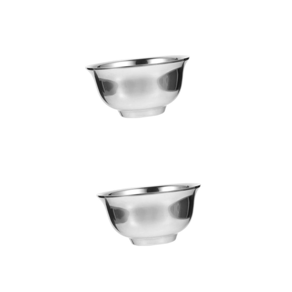 Healeved 2pcs Stainless Steel Shaving Bowl for Men Foaming Cup for Shaving Soap Antiskid Design for Home Barber Use for Warm Lather and Easy Cleaning Random Style