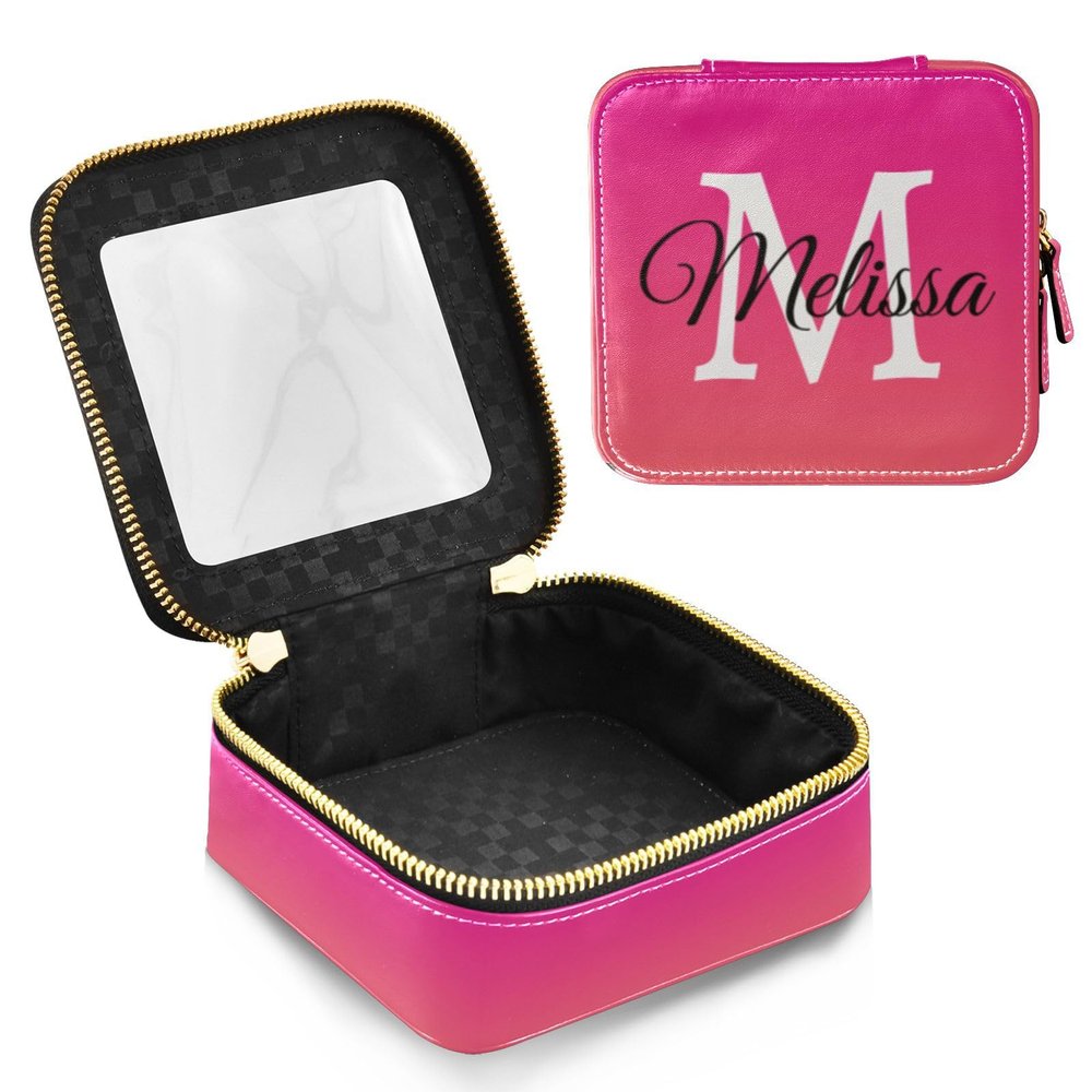 Emelivor Orange Pink Gradient Personalized Clear Makeup Bag for Women Custom Cosmetic Bag with Zippers Travel Makeup Organizer Waterproof Cosmetic Bags Toiletry Bag for Women Men