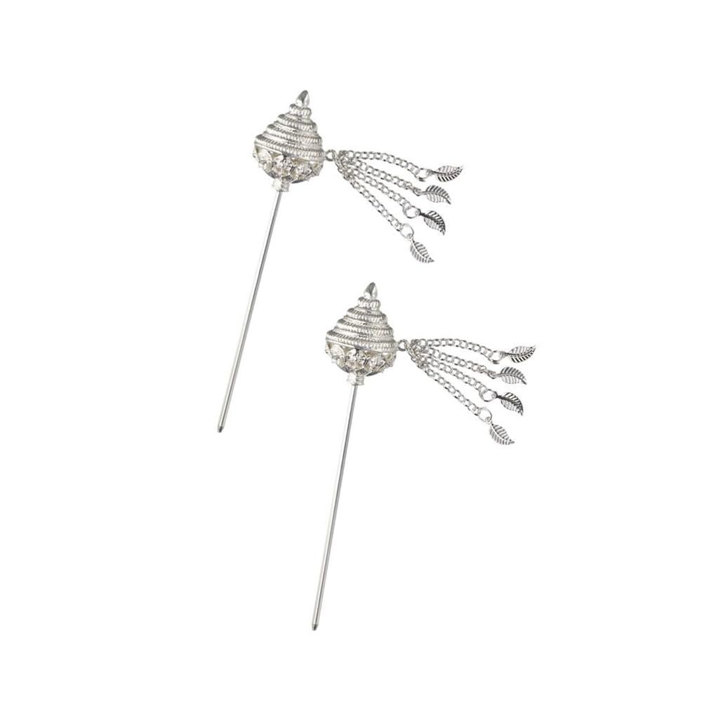 2Pcs Chinese Hair Stick Metal Long Tassels Hairpin Thai Headwear Hair Chopsticks Hollow Ancient Hair Fork Hair Accessories for Women Girls