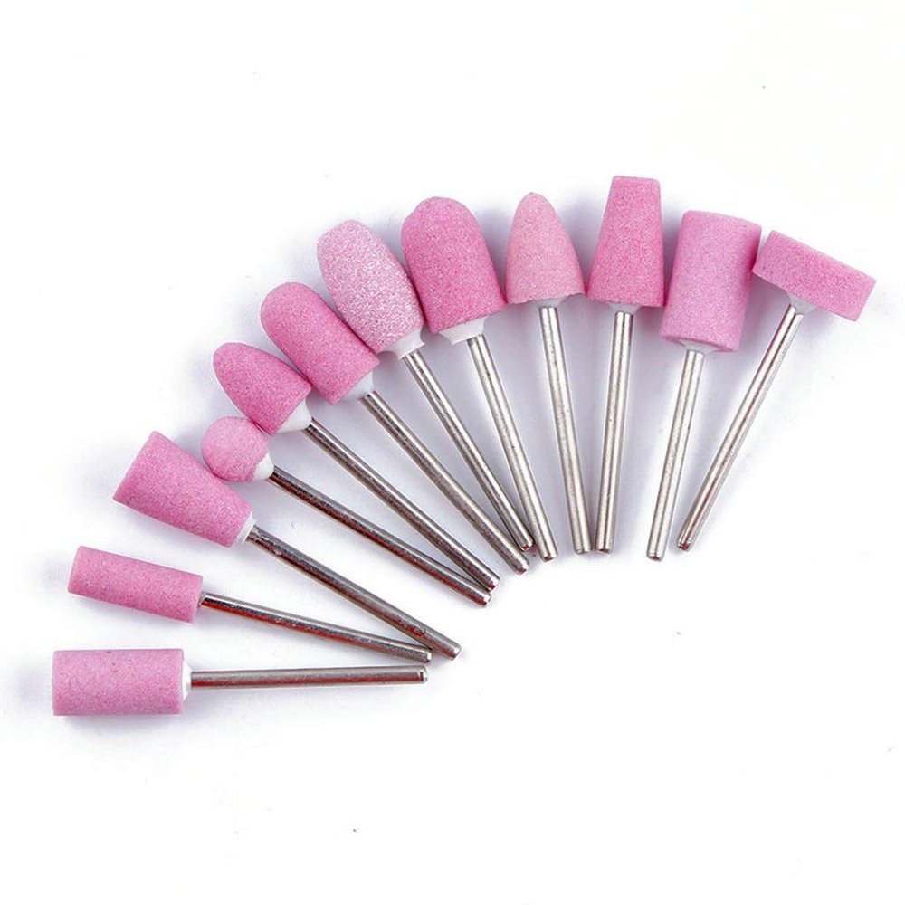 HIONJIN 12 Pcs Ceramic Nail Drill Bits Electric Manicure Replacement Device for Manicure Pedicure Polishing Mill Cutter Nail Files(Bag)