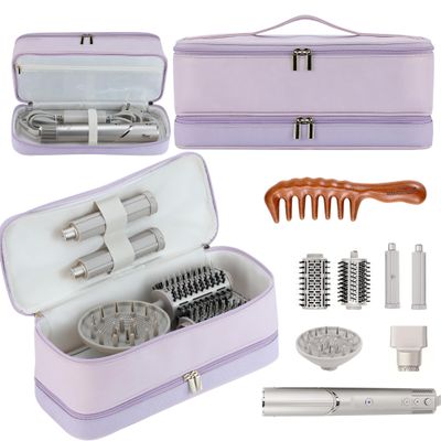 BAGCRAZY Travel Carrying Case for Dyson Shark Flexstyle Revlon Hair Dryer Airwrap, Double-Layer Dyson Airwrap Travel Case Shark Hair Tools Storage Bag for Airwrap Styler and Attachments, Purple