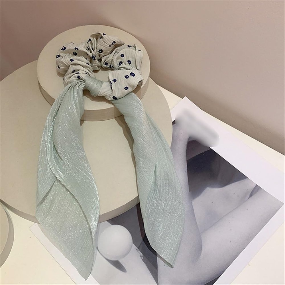 FMURY Hair Ornaments Fairy Streamer Ribbon Floret Fold Hair Rope Temperament Hair Ornaments(C)
