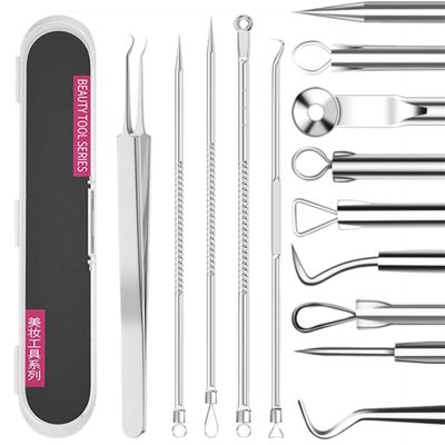5PCS Blackhead Remover Comedone Extractor,Stainless Pimple Popper ToolCurved Blackhead Tweezers Kit, Professional Stainless Pimple Acne Blemish Removal Tools KitBlackhead Extractor Tool