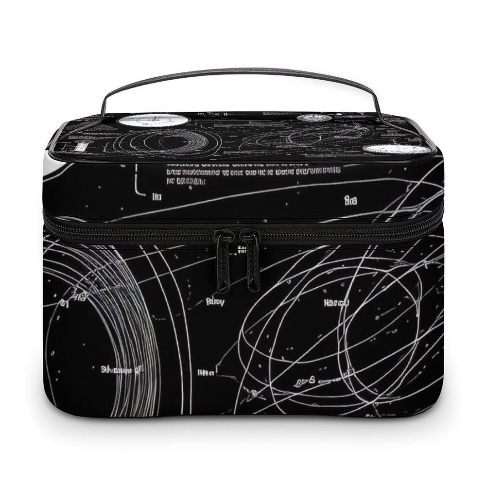 JKLQWH Makeup Bag Physics Print Printed Large Capacity Travel Make Up Bag for Cosmetics Vertical Storage Water-Resistant Leather Toiletry Organizer Skincare Makeup Organizer Bag
