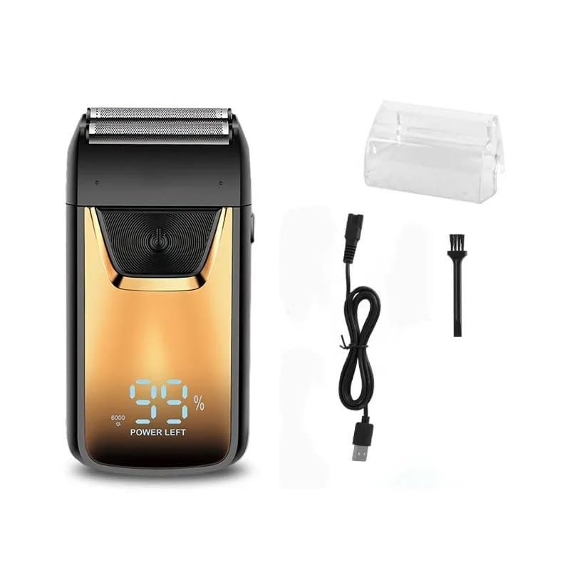 Men's Shaver, Electric Shaving Machine Cordless Foil Shaver Bald Shaving Machine Hair Cutting Machine Men's Razor(Gold)