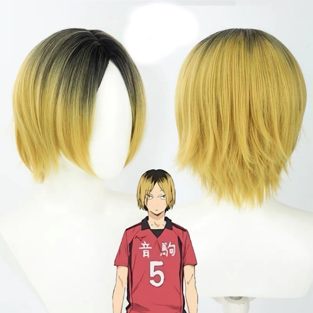 AEQPUIYE Kozume Kenma Cosplay Short Wig Heat Resistant Synthetic Hair Wig Halloween Carnival Party Wigs