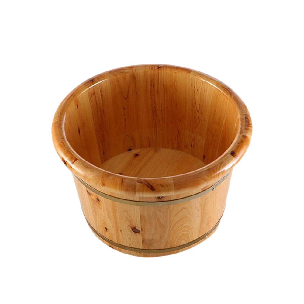 predolo Wooden Footbath Basin Foot Tub Washing Bath Sooth Surface Washing Bowl Bucket, A 30CMX36CM