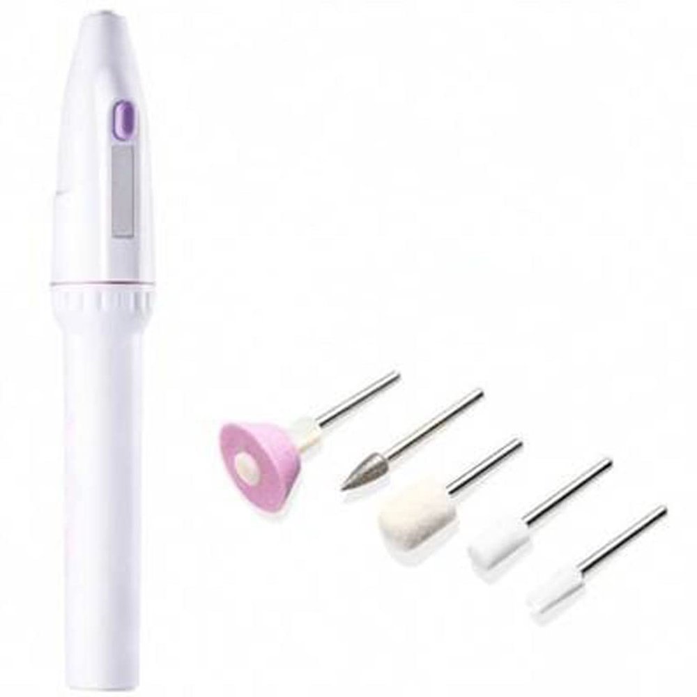 HIONJIN 1 Set 5 in 1 Electric Professioal Nail File Nail Brushes Buffer Polisher Drill Grinder Tools Soft Polishing Felt Cone Manicure