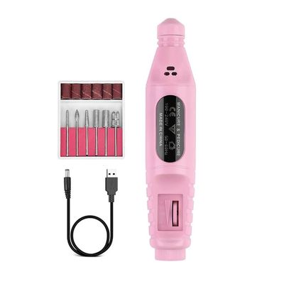 HIONJIN 1Set Electric Nail Drill Machine Kit Charging Manicure Machine Pedicure 6 Bits Sanding Buffer Nail File Nail Art