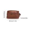BMXCY Convenient Double Layer Travel Toiletry Bag Leather Makeup Storage Bag Large Capacity Portable Wash Tote Bag Practical view 2