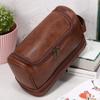 BMXCY Convenient Double Layer Travel Toiletry Bag Leather Makeup Storage Bag Large Capacity Portable Wash Tote Bag Practical view 4