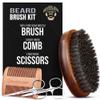 Beardilizer Beard Brush Kit, 100% Pure Boar Bristle Brush, Luxury Wood Comb & 2 Mustache Scissors, Professional Grooming & Care, Beard Accessories for Men view 1