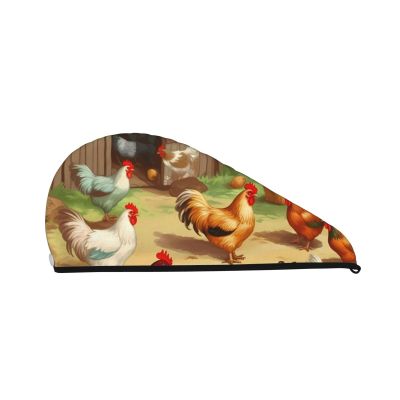 GDSHJKLW Roast Chicken Hen Farm Drying Hair Caps Super Absorbent Soft Hair Drying Towel Quick Dry Coral Velvet Hair Drying Cap Hair Turban for Women Wet Hair Long Thick Hair