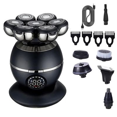 Head Shavers for Bald Men, 5 in 1 Electric Shaver 7D Floating Cutter Head Base Charging Portable Men Beard Trimmer Clipper Rechargeable Bald Head Electric Razor(Black)