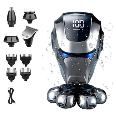 Head Shavers for Bald Men, 5 in 1 Head Shaver with Nose Hair, Sideburns Trimmer,Face Brush 7D Rotary Shaver with LED Display Durable