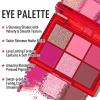 BOBISUKA Eyeshadow + Matte Lipstick Makeup Kit, 6 Colors Pink Rose Plum Shimmer Matte Gold Metallic Eye Shadow Pallet with Red Liquid Lipstick Makeup Set for Halloween, Daily,Parties, Concert view 2