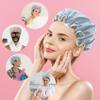 1 Pack Shower Caps, Elastic and Reusable Bonnet, Double Waterproof Layers, Bath Caps for Women (Blue) view 2