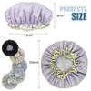 1 Pack Shower Caps, Elastic and Reusable Bonnet, Double Waterproof Layers, Bath Caps for Women (Blue) view 3