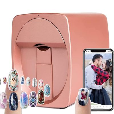 ZWHLYLY 3D Portable Nail Printer, Automatic Smart Art Nail Printer Machine, Digital Mobile Nail Printing Machine, Support WiFi/USB, for Kid/Nail Studio/Manicurist/Nail Lovers (Rose Gold)