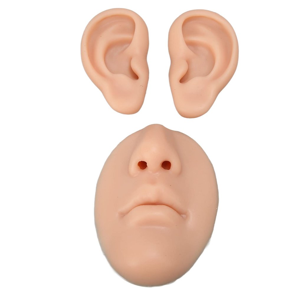 JTLB Silicone Ear Model, Simulation Training On Human Skin, Practice Nose Nose Ring Ear Piercing Model for Salon Student Practice, Soft and Elastic Silicone Piercing Training Tool for