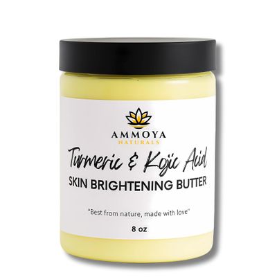 Ammoya Naturals Turmeric & Kojic Acid Whipped Body Butter  Hydrating Cream with Natural Ingredients  8 oz Moisturizer for Soft, Radiant Skin