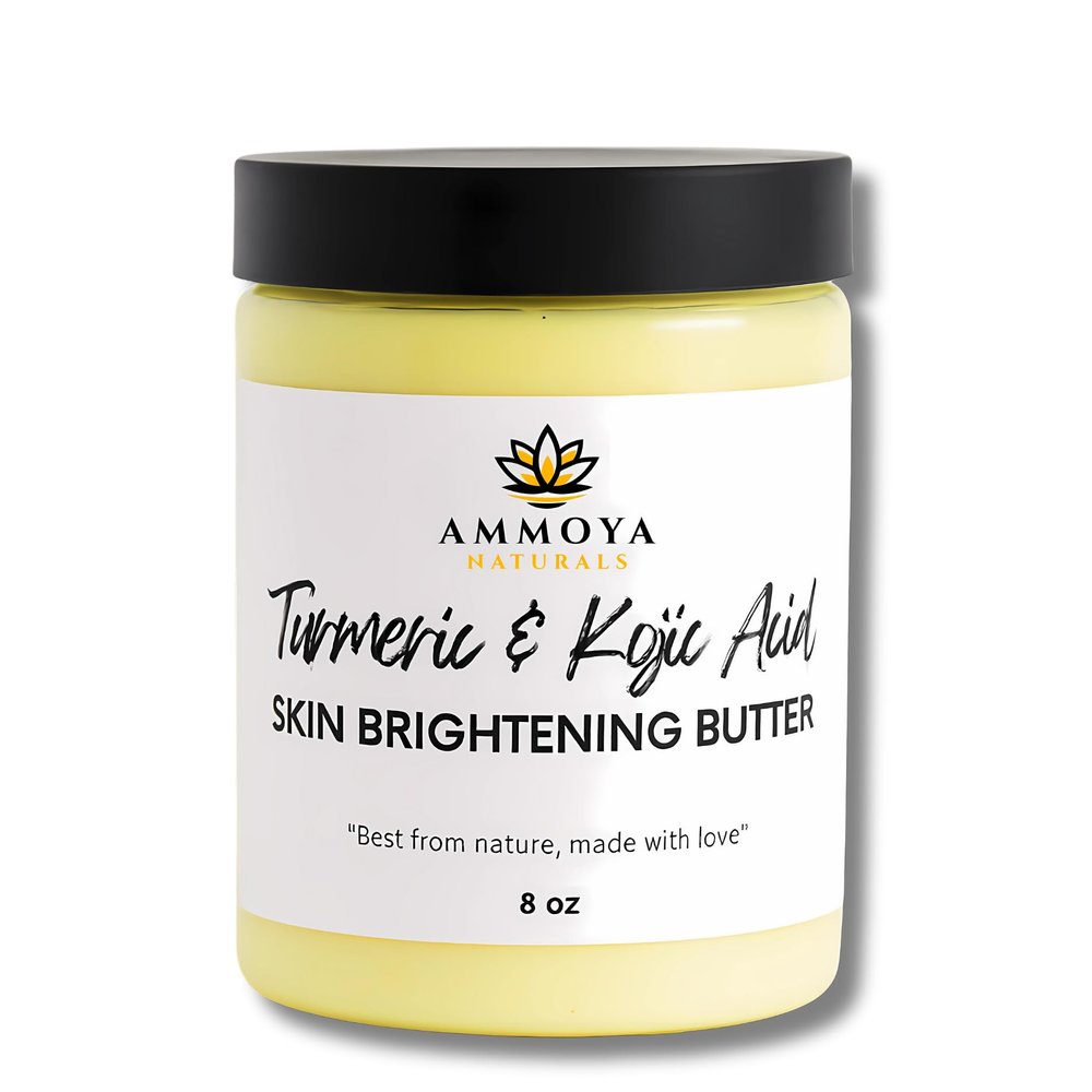 Ammoya Naturals Turmeric & Kojic Acid Whipped Body Butter  Hydrating Cream with Natural Ingredients  8 oz Moisturizer for Soft, Radiant Skin