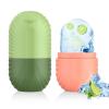 2pcs Ice Roller for Face and Eye, Silicone Ice Facial Roller Ice Holder, Face Ice Mold Skin Care, Face Icers Reusable Ice Cube Roller for Shrink Pores Anti Wrinkle Reduce Puffiness, Pink Green view 1