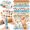 60 PCS Cookie Party Favors Set - 36 Temporary Tattoos & 24 Slap Bracelets for Kids, Perfect for Cookie-Themed Birthday Supplies, Baby Shower and Sweet Party Decorations view 1