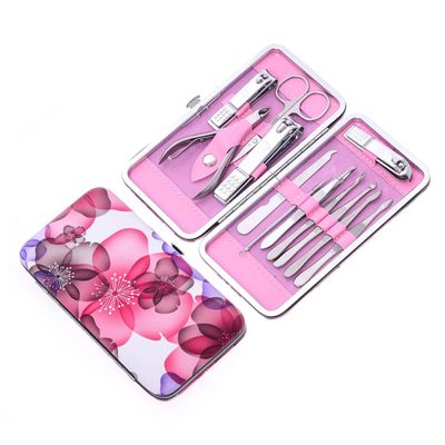 ASAKKURA 12pcs Stainless Steel Manicure Set with Nail Clippers and File Portable Beauty Grooming Kit for Men and Women Compact Storage Box for Home and Travel Use