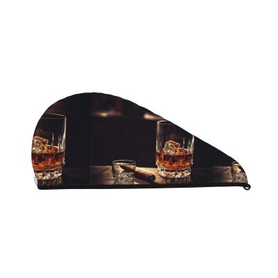 STVYUKL Whisky and Cigar Hair Drying Cap Super Absorbent Soft Hair Drying Towel Quick Dry Coral Velvet Drying Hair Caps Hair Turban for Women Wet Hair Long Thick Hair