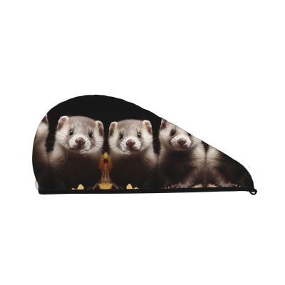 STVYUKL Ferrets Hair Drying Cap Super Absorbent Soft Hair Drying Towel Quick Dry Coral Velvet Drying Hair Caps Hair Turban for Women Wet Hair Long Thick Hair