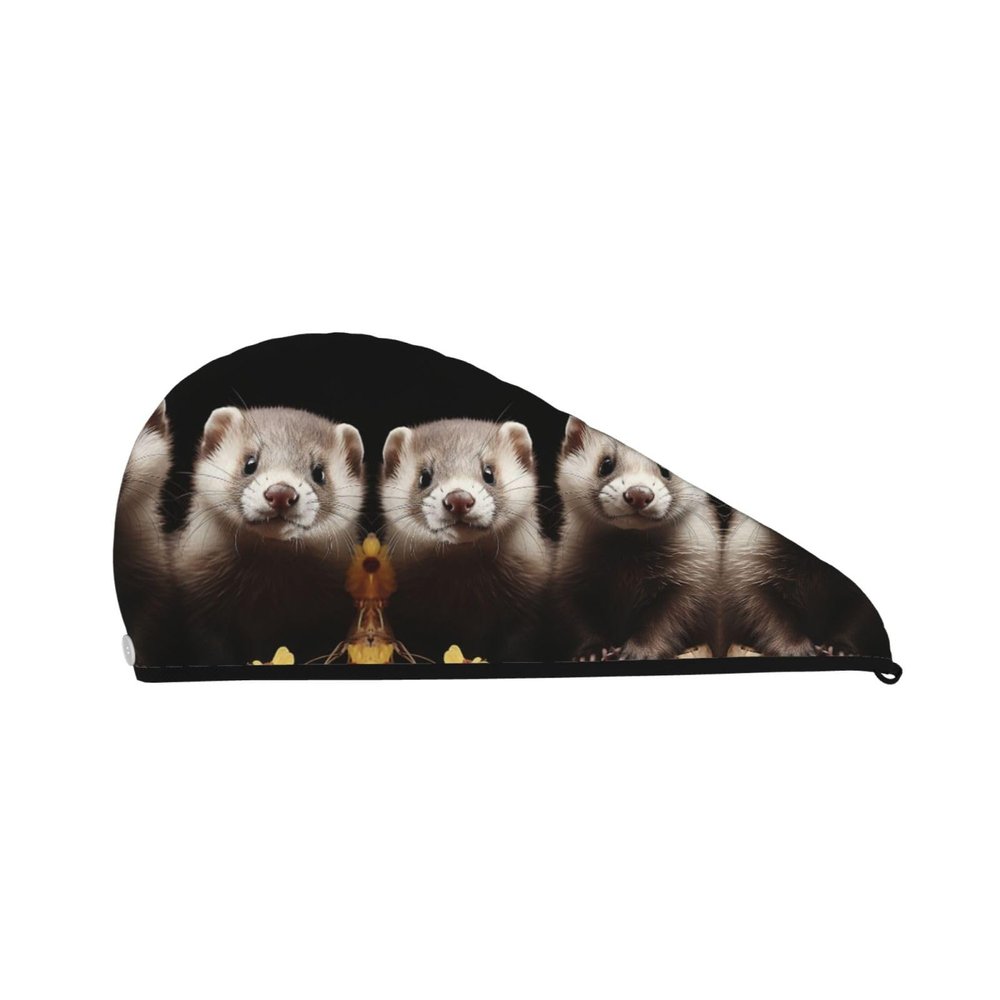 STVYUKL Ferrets Hair Drying Cap Super Absorbent Soft Hair Drying Towel Quick Dry Coral Velvet Drying Hair Caps Hair Turban for Women Wet Hair Long Thick Hair