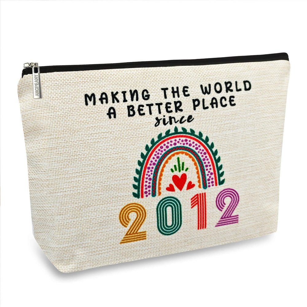 14 Year Old Girl Gift Ideas, 14th Birthday Gifts for Teenage Girls, Funny 2012 Birthday Decorations Makeup Bags for Her, Sister, Daughter, Niece, Cute Cosmetic Travel Pouch for Teen Girls Trendy Stuff