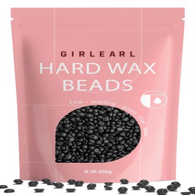 GIRLEARLE Hard Wax Beads, 1lb Wax Beans for Hair Removal, Hard Wax for Sensitive Skin at Home, Wax Refill Perfect for Legs, Facial, Brazilian Bikini, Eyebrow and Full Body for Women and Men (Black)