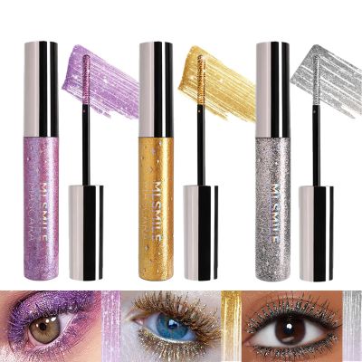 3Pcs Glitter Mascara, Silvery Purple Eyelash Waterproof Long Lasting Diamond Glitter Lashes Stage Party Wedding Music Festival Eyes Makeup