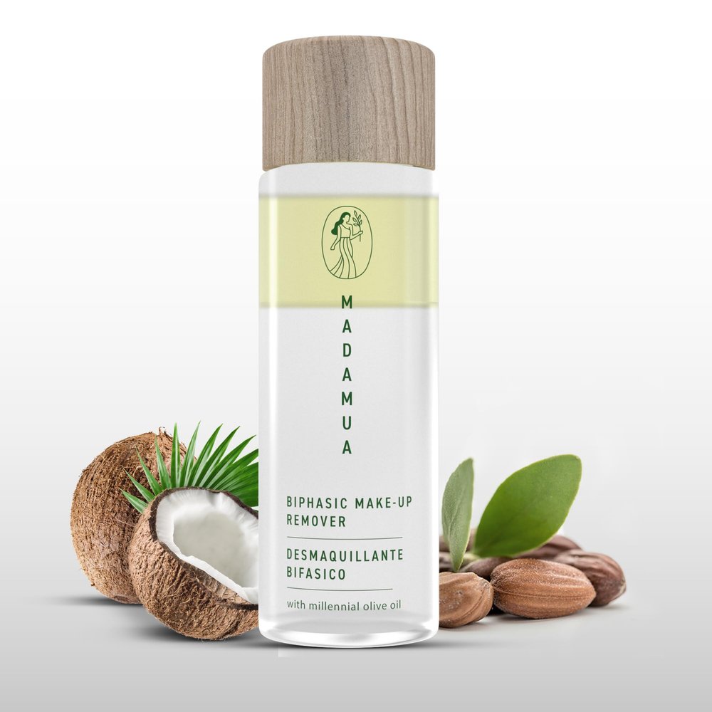 Biphasic Waterproof Eye Makeup Remover - Millennial Olive Oil Based Gentle Natural & Organic Mascara Remover, Travel Size & Liquid, Moisturizing Care Eye Make up Removal Liquid for Sensitive Skin