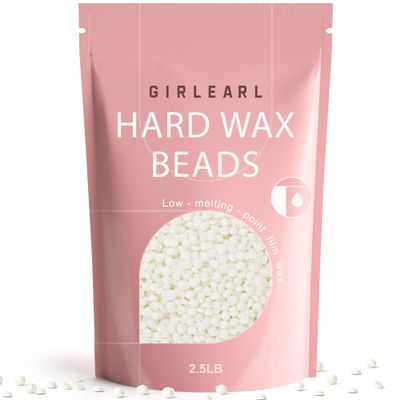 GIRLEARLE 2.5lb Unscented Wax Beads for Hair Removal, Brazilian Bikini Hard Wax for Women Men, Hard Wax beads Perfect for Full Body Legs, Face and Underarms at Home Waxing Beads for Sensitive Skin