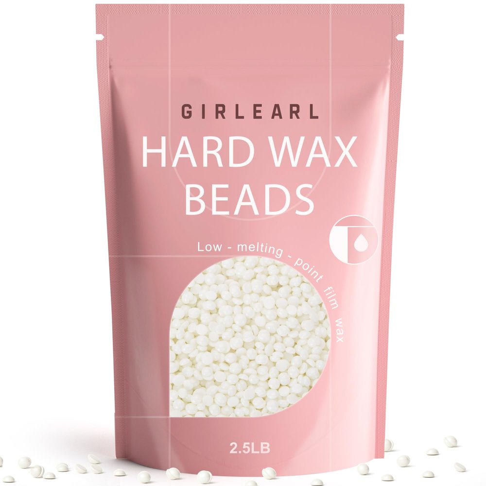 GIRLEARLE 2.5lb Unscented Wax Beads for Hair Removal, Brazilian Bikini Hard Wax for Women Men, Hard Wax beads Perfect for Full Body Legs, Face and Underarms at Home Waxing Beads for Sensitive Skin