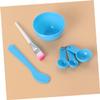 DECOMELODY Facial Mask Mixing Tool Set Diy Kit Mixing Bowl and Gauging Brushes Soft Touch for Comfortable Application for Skincare Routines Blue view 2