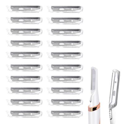 20 Pack Replacement Heads Blades Compatible with Finishing Touch Flawless Dermaplane Glo Lighted Facial Exfoliator, Stainless Steel Heads for Removal Peach Fuzz, Facial and Eyebrow Hair