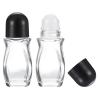 PATIKIL 50ml Glass Empty Roller Bottles, 2 Pcs Leak-Proof Massage Rollerball Container with Plastic Roller Ball for Storing Essential Oils Perfume, Black view 1