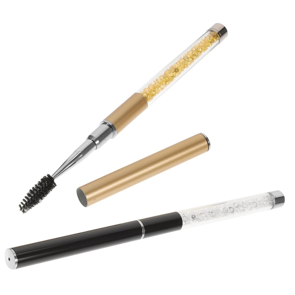 FRCOLOR 2pcs Eyelash Brush Set Spiral Fibers Mascara Wand and Eyebrow Spoolie for Eyelash Extensions and Makeup Application