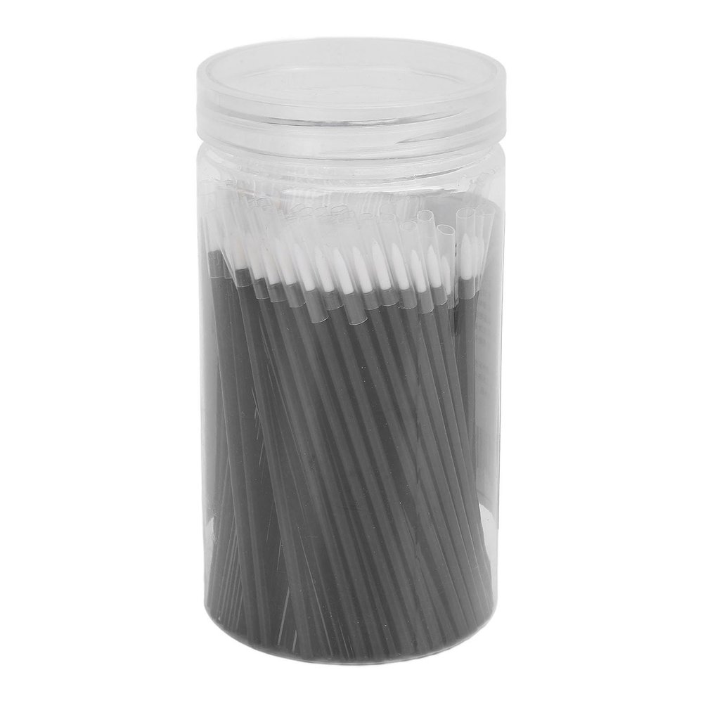100PCS Black Eye Liner Wands, Fine Brush Hair for Makeup Application, Cosmetic Eye Wands for Eyeliners, Great for Artists in Studios, with Container