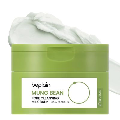 beplain Mung Bean Pore Cleansing Milk Balm | Makeup Remover for Sensitive Skin | Ceramides Cleansing Balm | Non-Greasy Sorbet Texture | Korean Skincare | 3.38 fl.oz