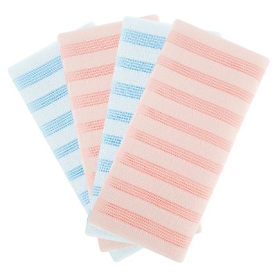 4 Pcs Exfoliating Shower Towel, Exfoliating Body Scrubber, Exfoliating Washcloth Towel for Men Women, Body Exfoliator Loofah Luffa Net Rag Back Washer, Back Scrubber Washer (Style 2)