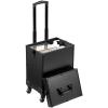 Happybuy 5-in-1 Professional Makeup Train Case, Aluminum Cosmetic Trolley, Extra-Large Rolling Travel Organizer with 360 Swivel Wheels & Adjustable Pull Rod, Black view 1