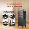 Happybuy 5-in-1 Professional Makeup Train Case, Aluminum Cosmetic Trolley, Extra-Large Rolling Travel Organizer with 360 Swivel Wheels & Adjustable Pull Rod, Black view 2