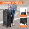 Happybuy 5-in-1 Professional Makeup Train Case, Aluminum Cosmetic Trolley, Extra-Large Rolling Travel Organizer with 360 Swivel Wheels & Adjustable Pull Rod, Black view 4