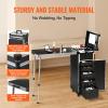 Happybuy Extra Large Aluminum Makeup Train Case, Professional Rolling Trolley Organizer with Supporting Legs, 360 Swivel Wheels, Black view 3