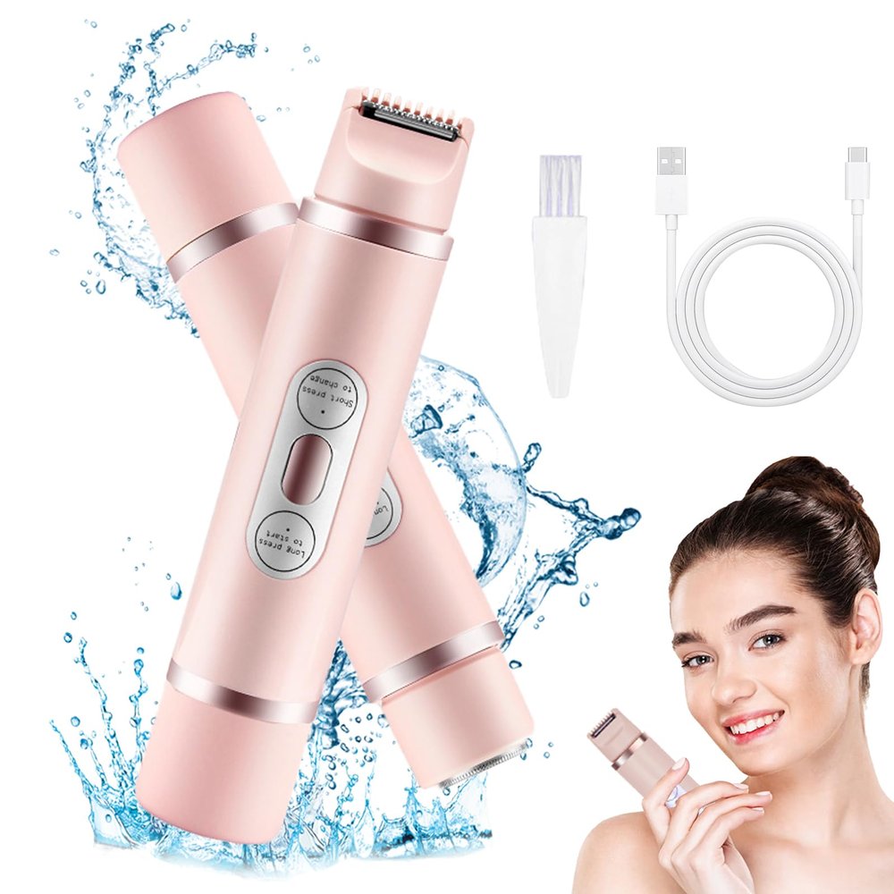 Electric Lady Shaver, Dual Head Bikini Shaver Razors for Women, USB Rechargeable Hair Trimmer